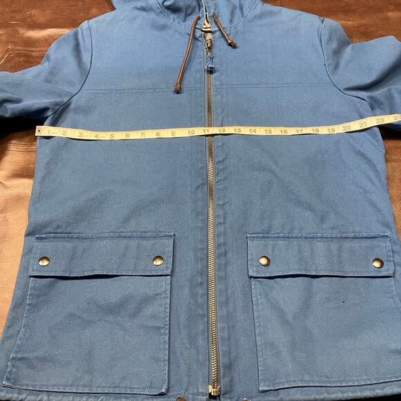 Trovata Womens Gully Coat Hooded Blue Medium 100% Cotton Pockets‎ Spring Classic - Picture 13 of 14